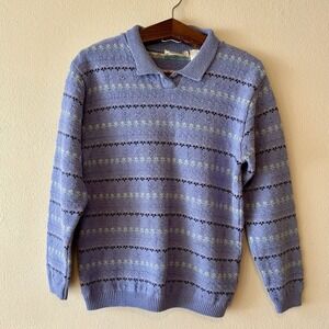 Vintage Northern Reflections sweater periwinkle with floral stripe quality knit